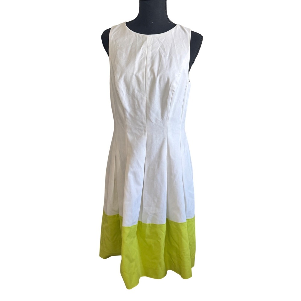 Lauren Ralph Lauren Womens White Colorblock Fit Flare Dress 10 Preppy Church